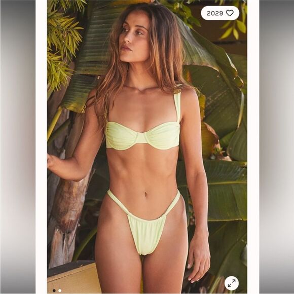 FP x Belle the Label Bikini Set Oracle Top Bare Bottom Honeydew Medium Small NEW - Picture 14 of 14